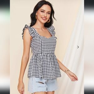 SHEIN Gingham Ruffle Hem Cami Top